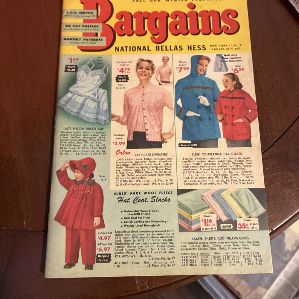 Vtg 1957 58 Fall Winter Sale National Bellas Hess Catalog Clothing Kids Women’s